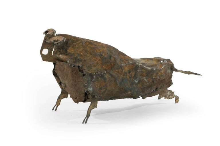 Handcrafted Iron Bull Sculpture, circa 1980s