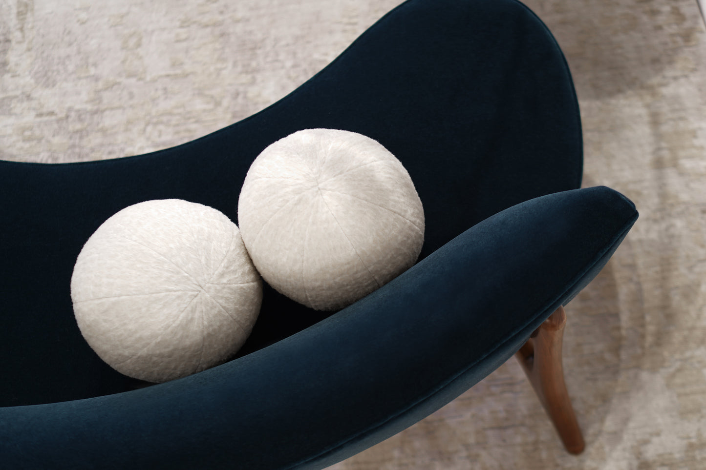 Orb Accent Pillow in Ivory Cream Alpaca by Holly Hunt