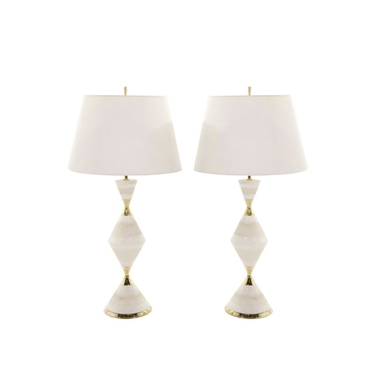 Porcelain Hourglass Table Lamps by Gerald Thurston, 1950s
