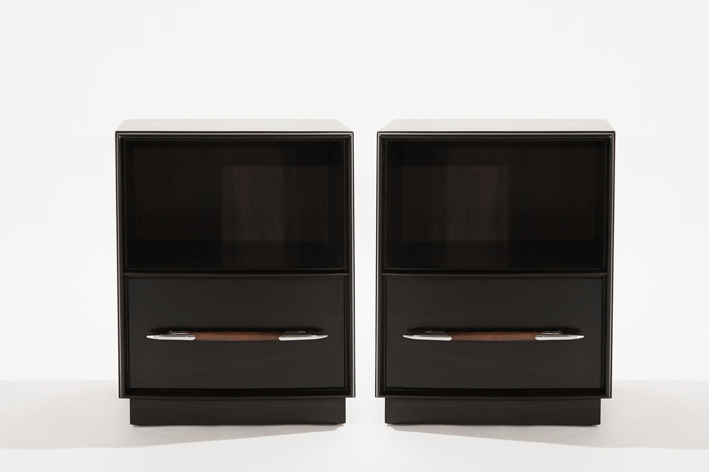 Dark Walnut Nightstands by T.H. Robsjohn-Gibbings, 1950s