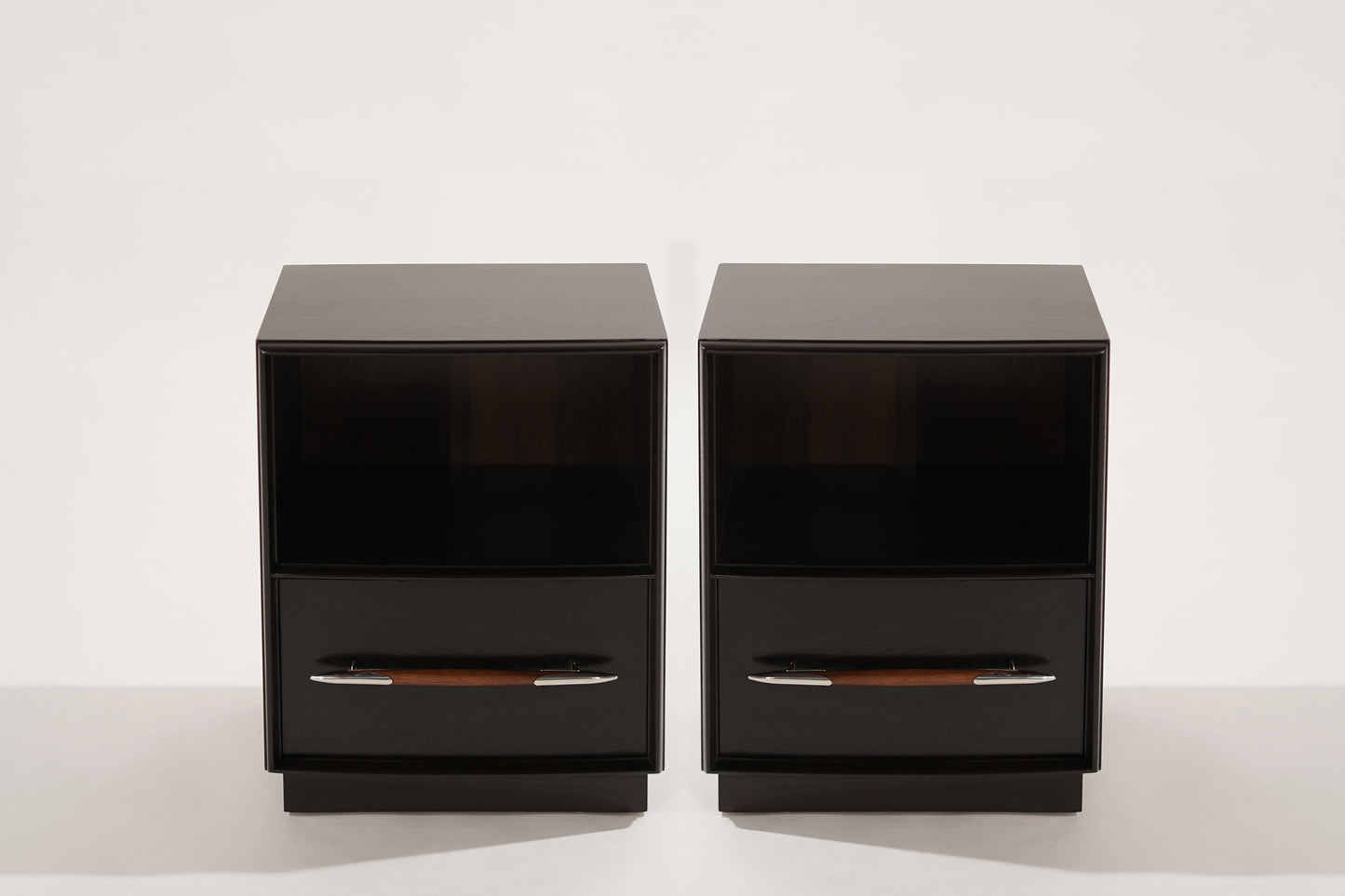 Dark Walnut Nightstands by T.H. Robsjohn-Gibbings, 1950s