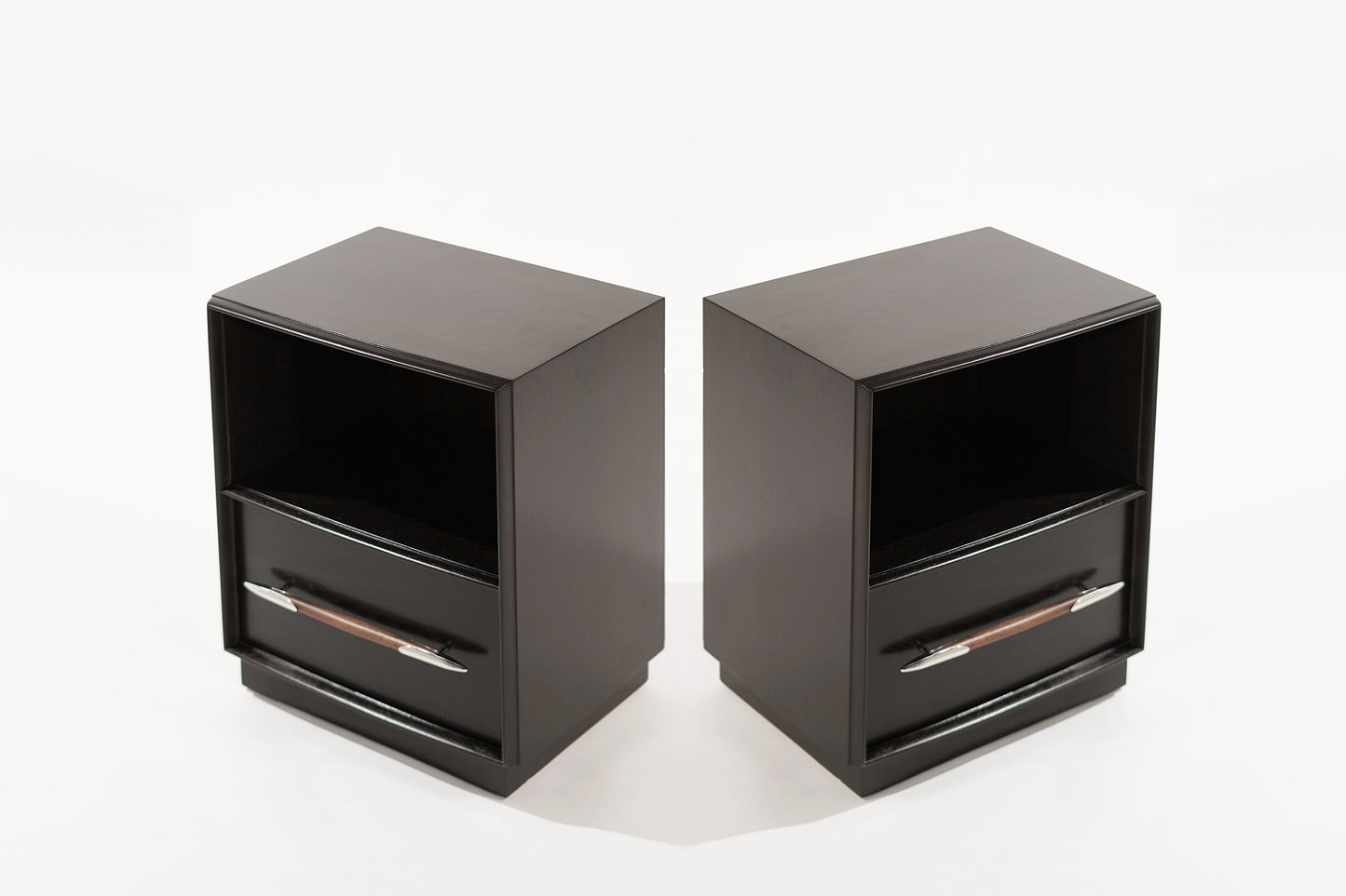 Dark Walnut Nightstands by T.H. Robsjohn-Gibbings, 1950s