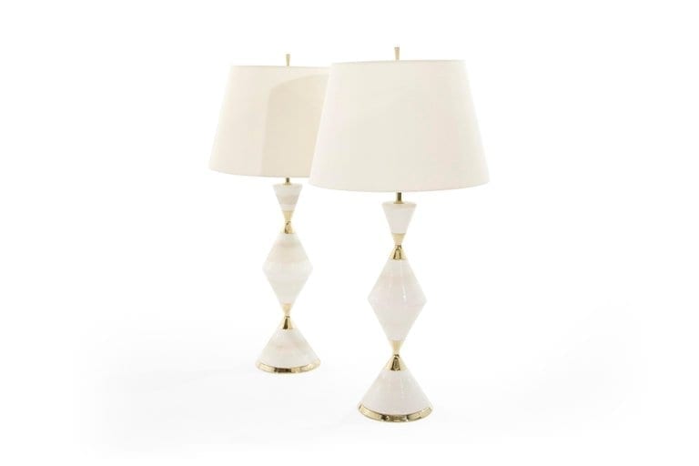 Porcelain Hourglass Table Lamps by Gerald Thurston, 1950s