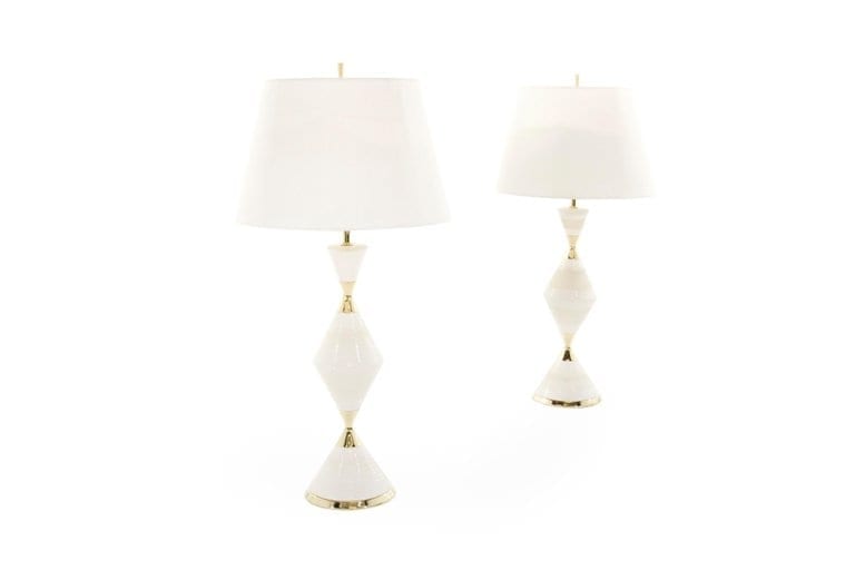 Porcelain Hourglass Table Lamps by Gerald Thurston, 1950s