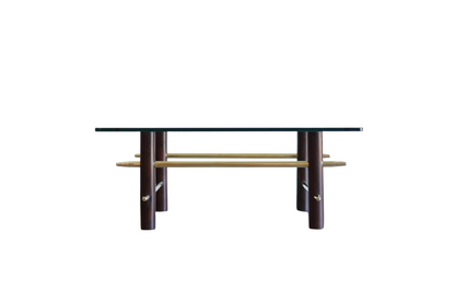 Vintage Mahogany and Brass Coffee Table, C. 1950s