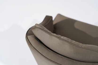 Set of Swivel Lounge Chairs in Olive Green Silk, C. 1950s