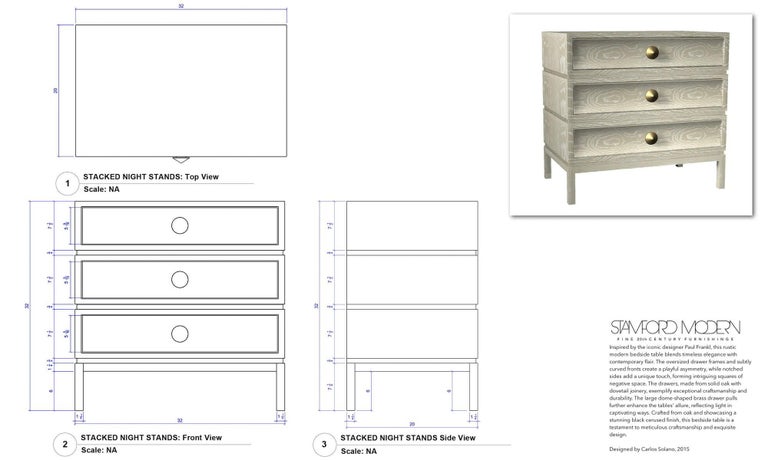 Stacked Bedside Table in Black Ceruse
