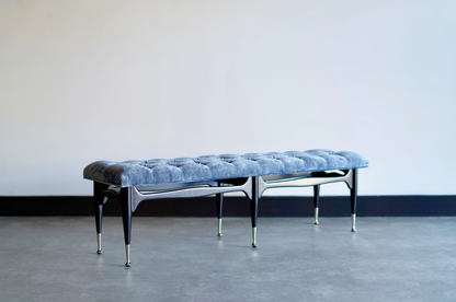 Sculptural MCM Ebonized Mahogany Bench, C. 1950s
