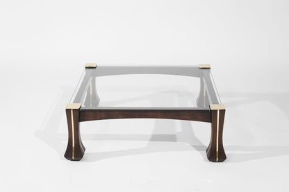 Luciano Frigerio Mahogany and Brass "Ussaro" Coffee Table, C. 1970s