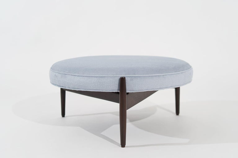 Jens Risom Ottoman in Light Blue Mohair, C. 1960s