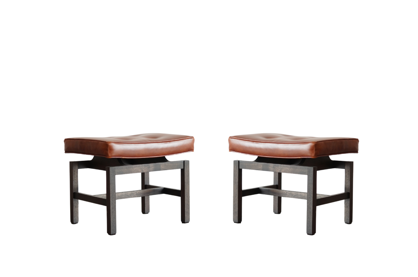 Set of Stools by Jens Risom in Cognac Leather, C. 1950s