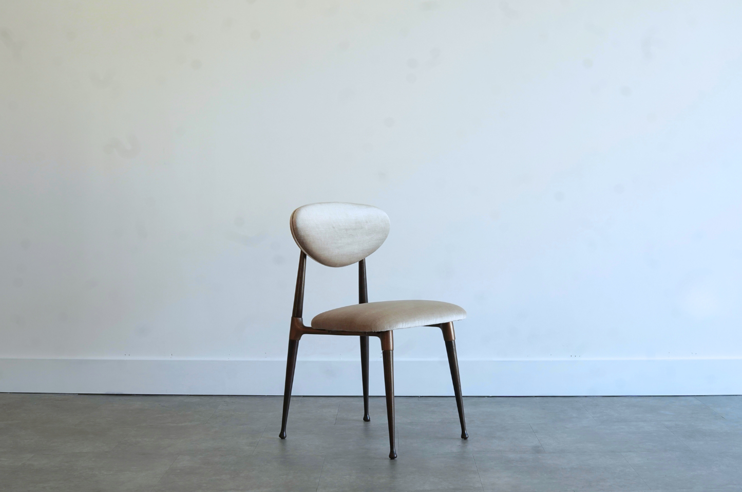 Set of Four Dining Chairs in Chenille and Bronze by Dan Johnson, C. 1950s