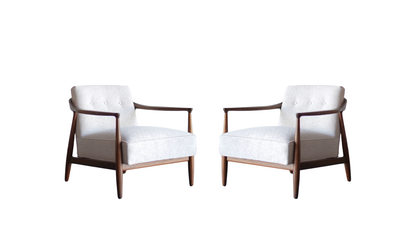 Set of Walnut Lounge Chairs by Erwin Lambeth, C. 1950s