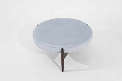Jens Risom Ottoman in Light Blue Mohair, C. 1960s