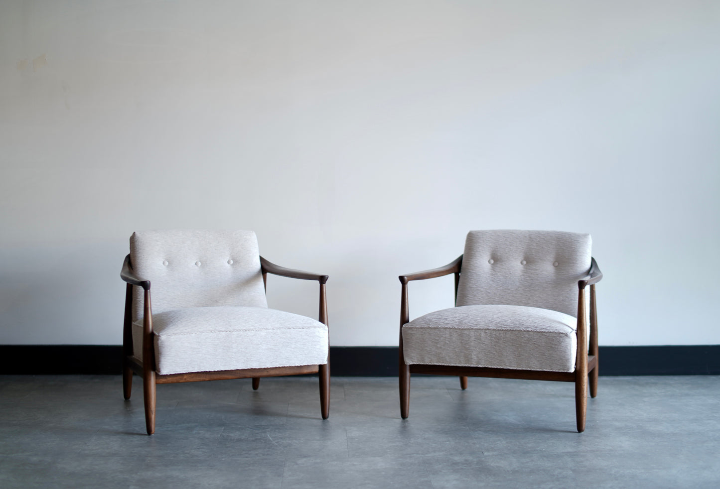 Set of Walnut Lounge Chairs by Erwin Lambeth, C. 1950s