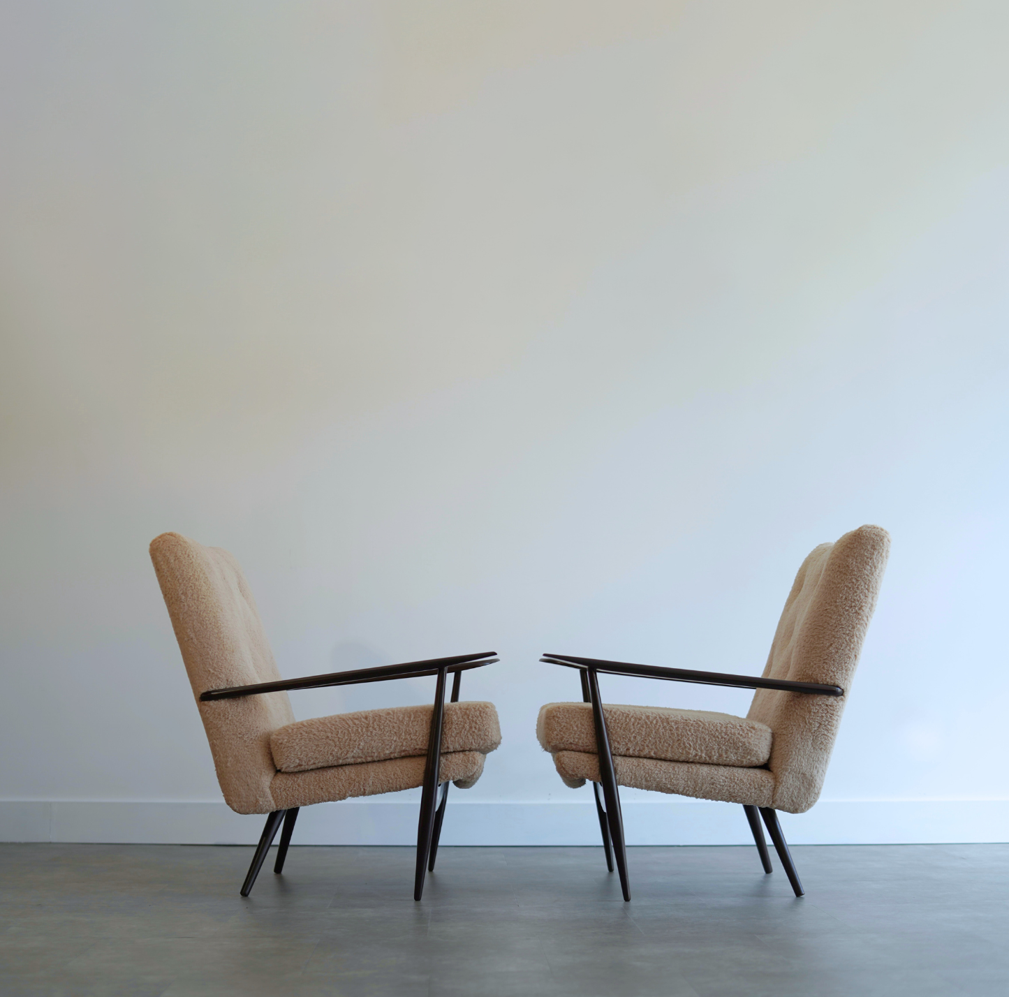 Sculptural Lounge Chairs in Teddy Wool, C. 1970s