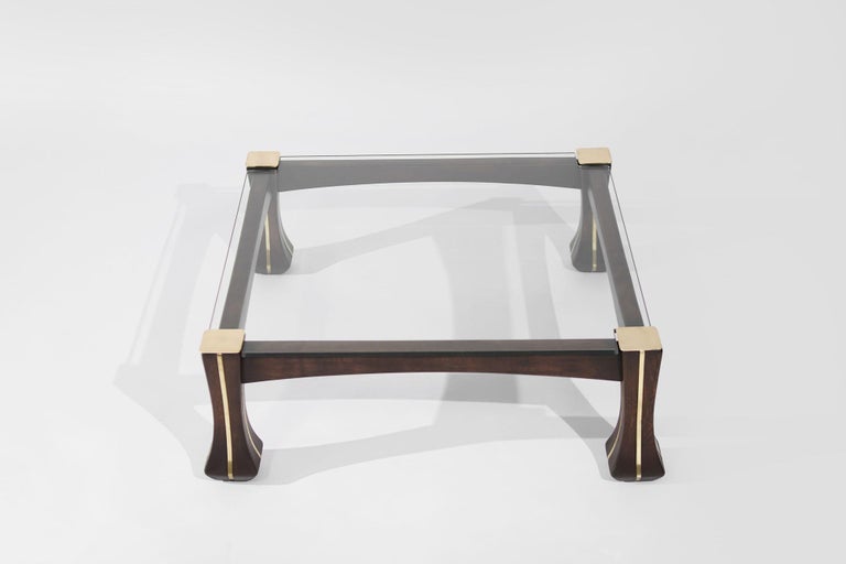 Luciano Frigerio Mahogany and Brass "Ussaro" Coffee Table, C. 1970s