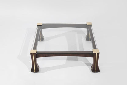 Luciano Frigerio Mahogany and Brass "Ussaro" Coffee Table, C. 1970s