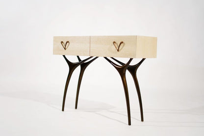 Crescent Console in White Oak and Bronze
