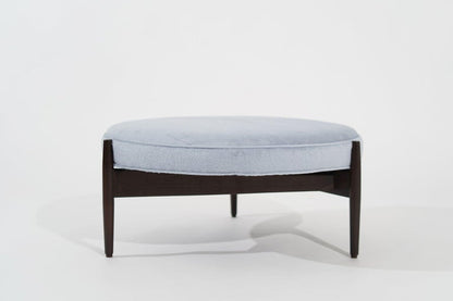Jens Risom Ottoman in Light Blue Mohair, C. 1960s