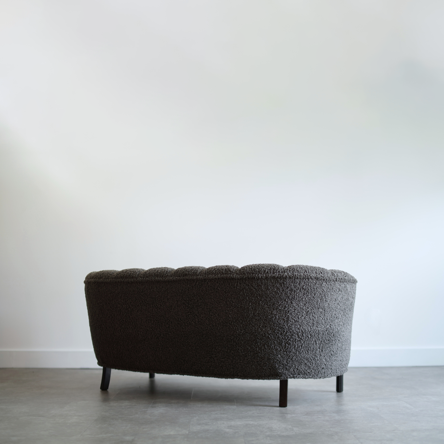 Scandinavian Cabinetmaker Loveseat in Charcoal Bouclé, Sweden, C. 1940s