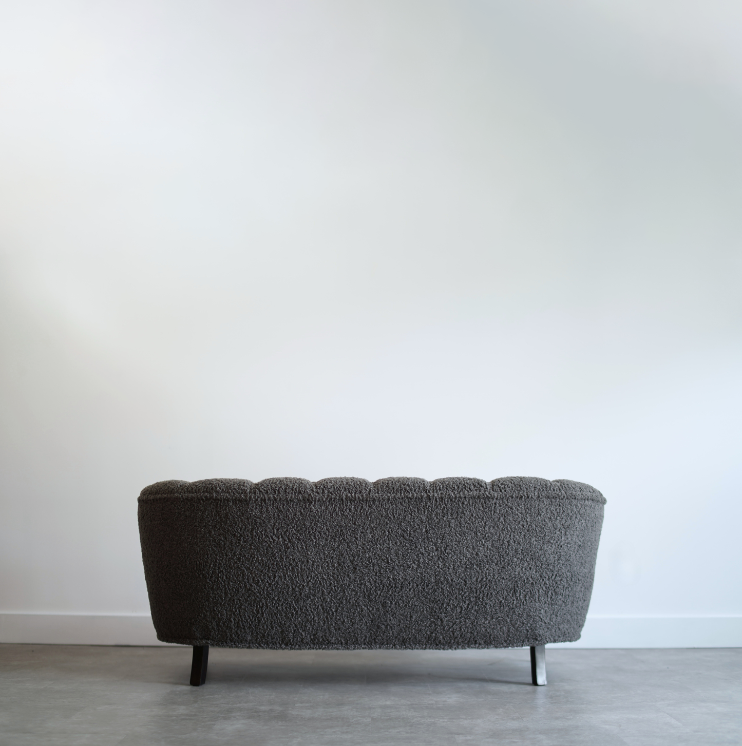 Scandinavian Cabinetmaker Loveseat in Charcoal Bouclé, Sweden, C. 1940s