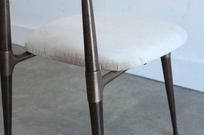 Set of Four Dining Chairs in Chenille and Bronze by Dan Johnson, C. 1950s