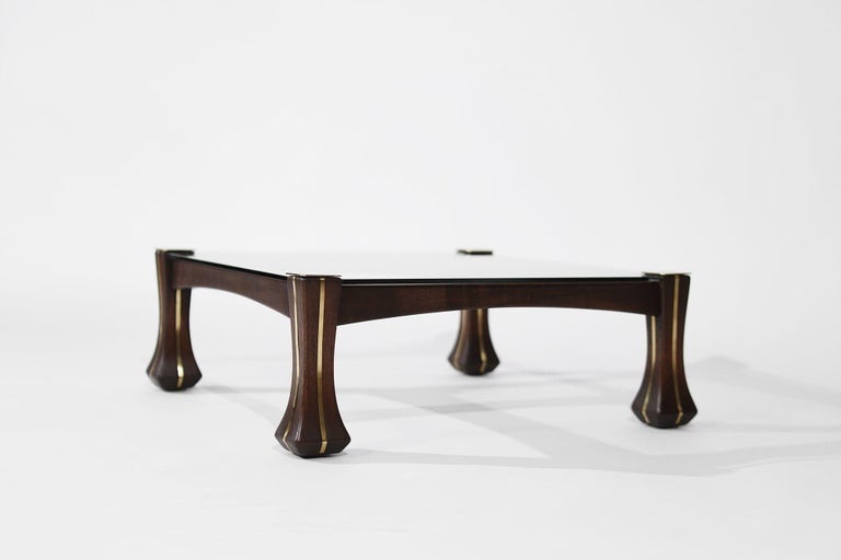 Luciano Frigerio Mahogany and Brass "Ussaro" Coffee Table, C. 1970s