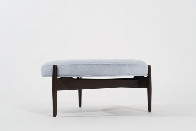Jens Risom Ottoman in Light Blue Mohair, C. 1960s