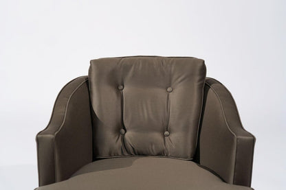 Set of Swivel Lounge Chairs in Olive Green Silk, C. 1950s