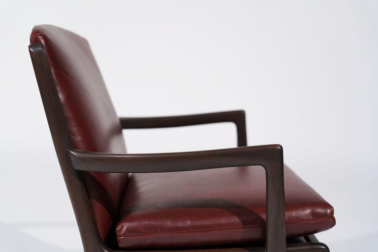 Set of Lounge Chairs by Ole Wanscher in Sangria Leather, Denmark, C. 1960s