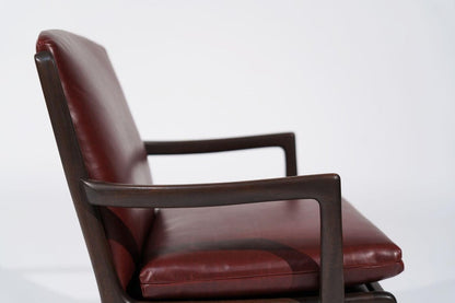 Set of Lounge Chairs by Ole Wanscher in Sangria Leather, Denmark, C. 1960s