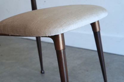 Set of Four Dining Chairs in Chenille and Bronze by Dan Johnson, C. 1950s