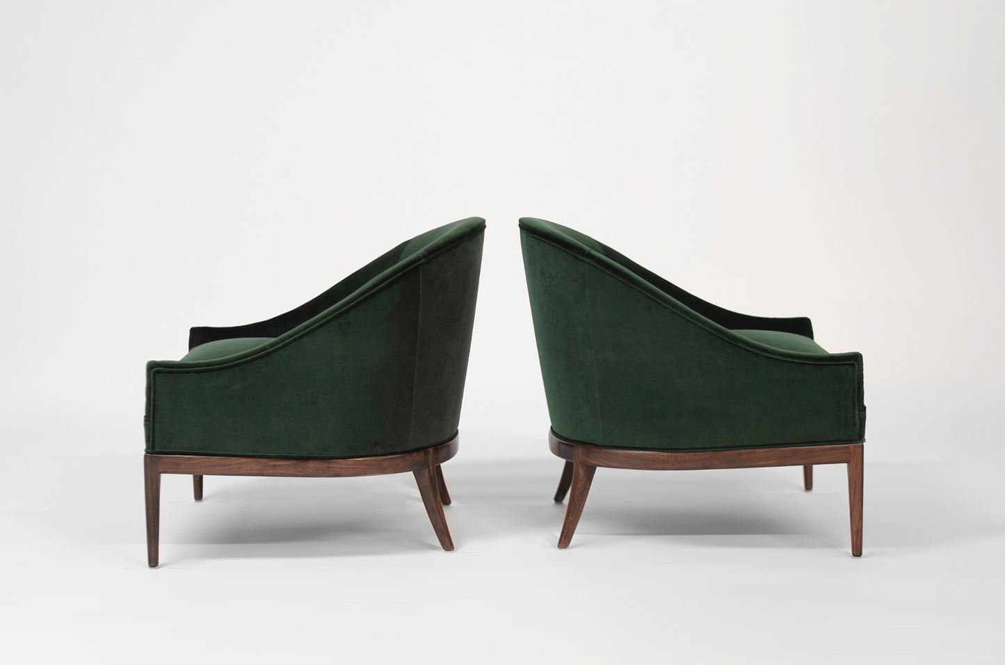 Mid-Century Modern Lounge Chairs in Emerald Velvet, C. 1950s