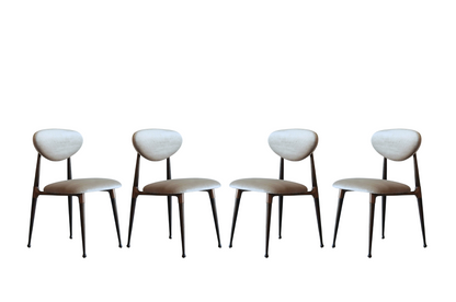 Set of Four Dining Chairs in Chenille and Bronze by Dan Johnson, C. 1950s