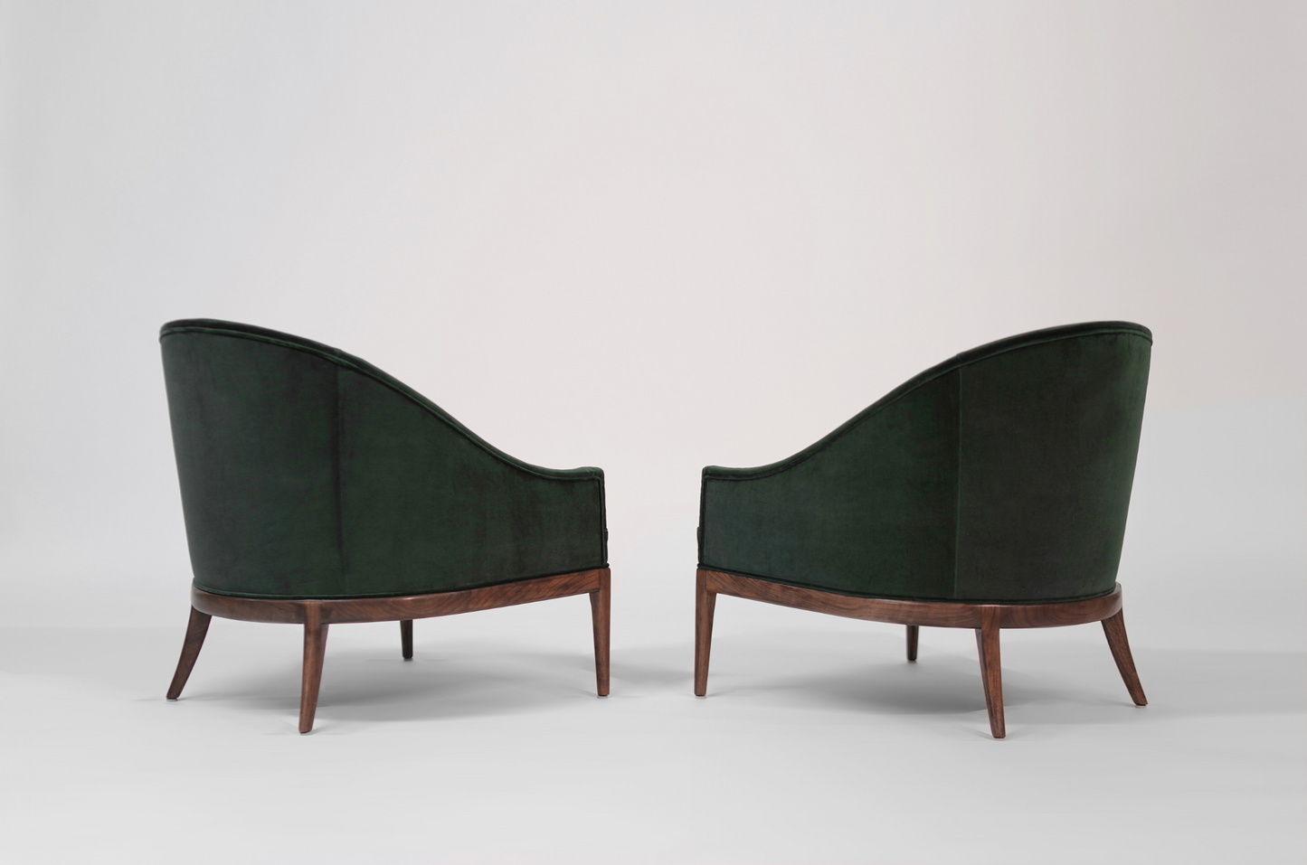 Mid-Century Modern Lounge Chairs in Emerald Velvet, C. 1950s