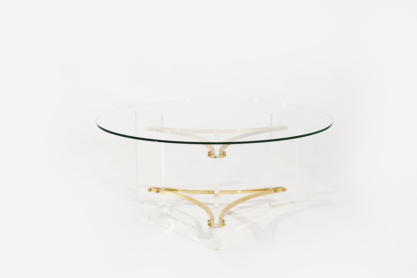 Lucite and Brass Coffee Table by Charles Hollis-Jones, C. 1970s