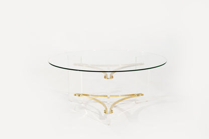 Lucite and Brass Coffee Table by Charles Hollis-Jones, C. 1970s