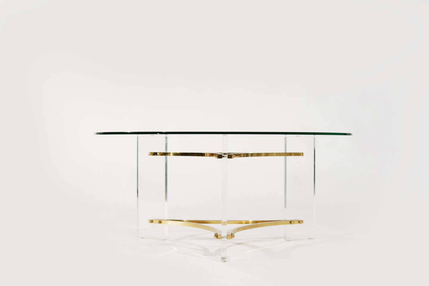 Lucite and Brass Coffee Table by Charles Hollis-Jones, C. 1970s