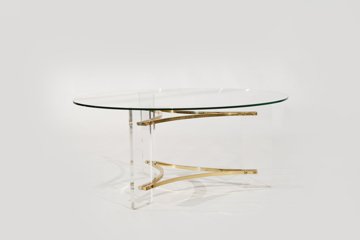 Lucite and Brass Coffee Table by Charles Hollis-Jones, C. 1970s