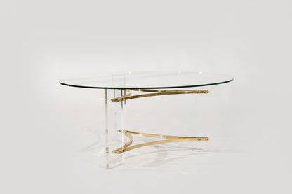 Lucite and Brass Coffee Table by Charles Hollis-Jones, C. 1970s