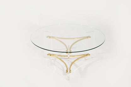 Lucite and Brass Coffee Table by Charles Hollis-Jones, C. 1970s