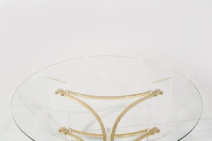 Lucite and Brass Coffee Table by Charles Hollis-Jones, C. 1970s