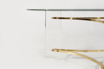 Lucite and Brass Coffee Table by Charles Hollis-Jones, C. 1970s