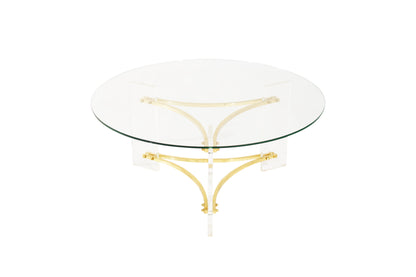 Lucite and Brass Coffee Table by Charles Hollis-Jones, C. 1970s