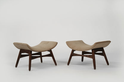 Mid-Century Danish Modern Curved Stools, Circa 1950s