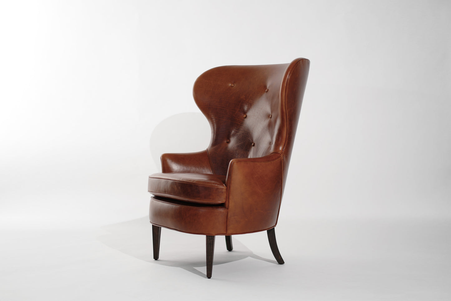 Vintage Wingback Chair in Cognac Leather, C. 1950s