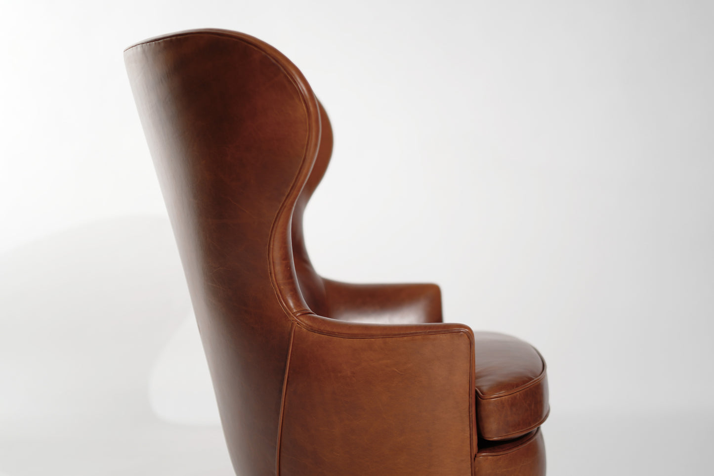 Vintage Wingback Chair in Cognac Leather, C. 1950s