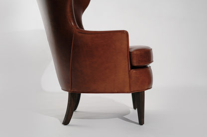 Vintage Wingback Chair in Cognac Leather, C. 1950s