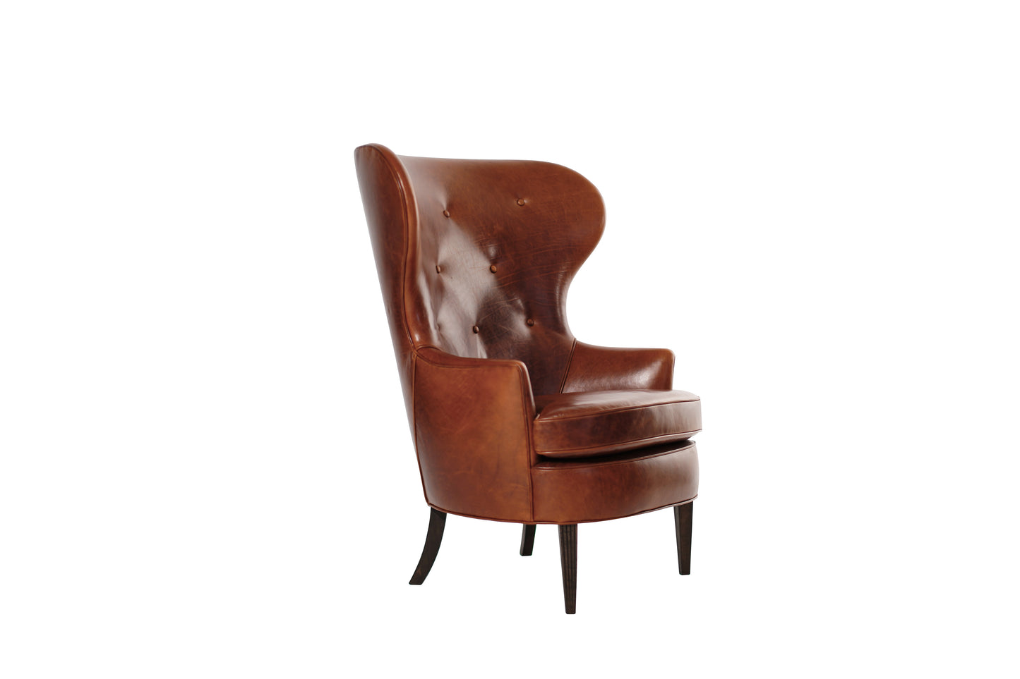 Vintage Wingback Chair in Cognac Leather, C. 1950s